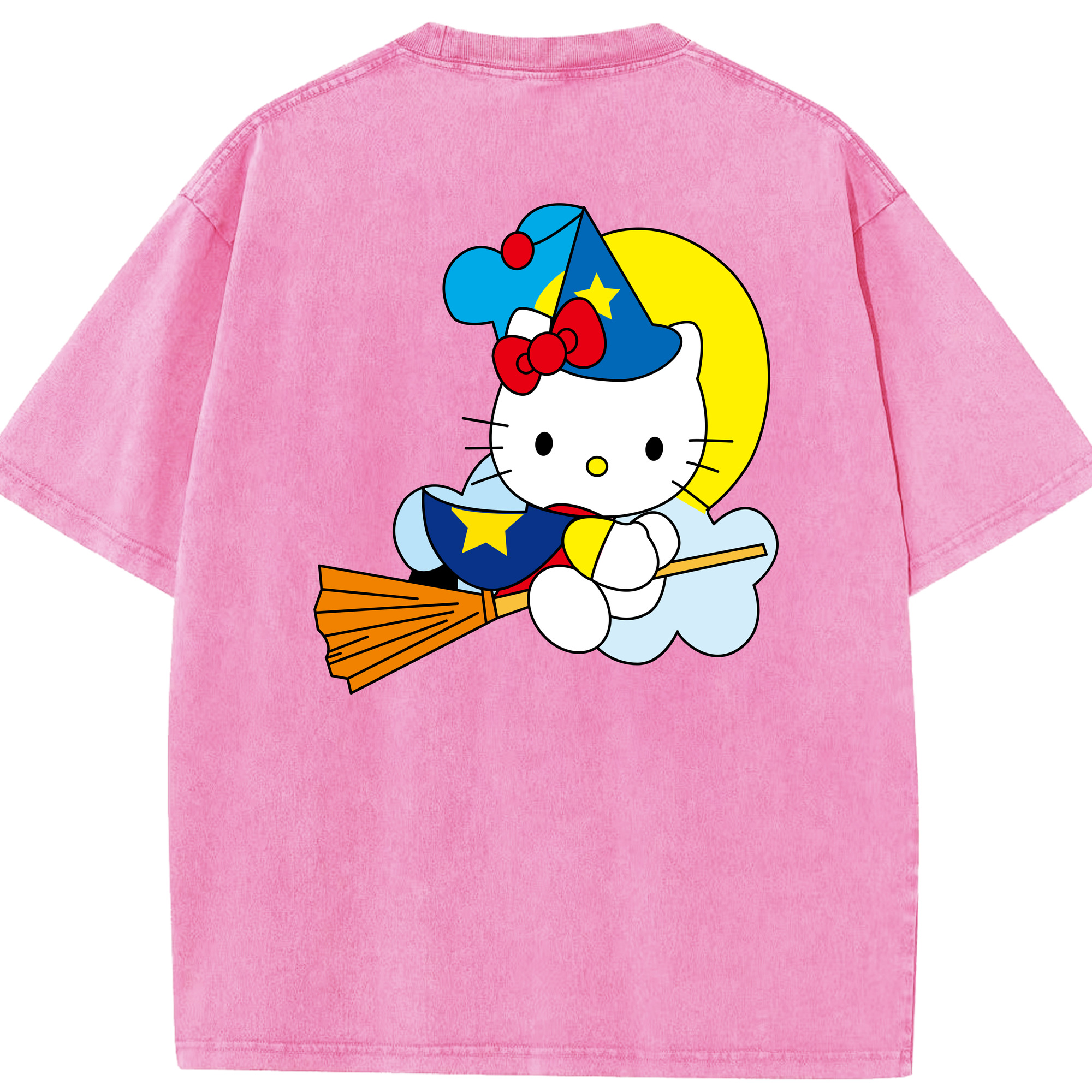 （画像用） Hello Kitty ハローキティ 綿100% ヴィンテージ風 半袖Tシャツ（背面プリント）